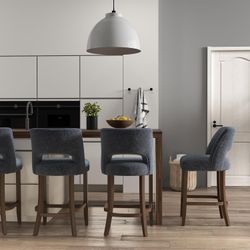 VKNOW Bar Stools Set of 4, Navy Blue