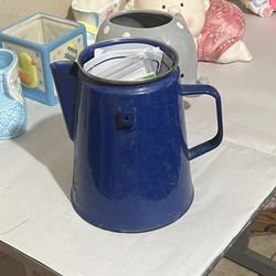 Granite Ware Cobalt Blue Camp Tea Kettle 7.5 “ Solid Coffee Pot No Lid