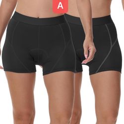 L size 2-Pack Women's Cycling Shorts, Anti-Slip Cushion Biker Short, High Waisted Spandex Riding Underpants（pls choose A or B)
