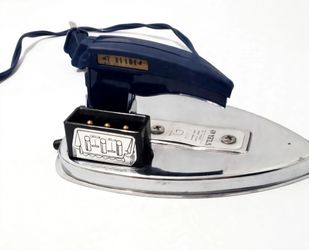 Vintage World folding travel iron blue No. 1376B detachable cord works