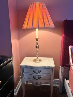 Heavy, Amazing Quality Brass Lamp with Pleated Lamp Shade!