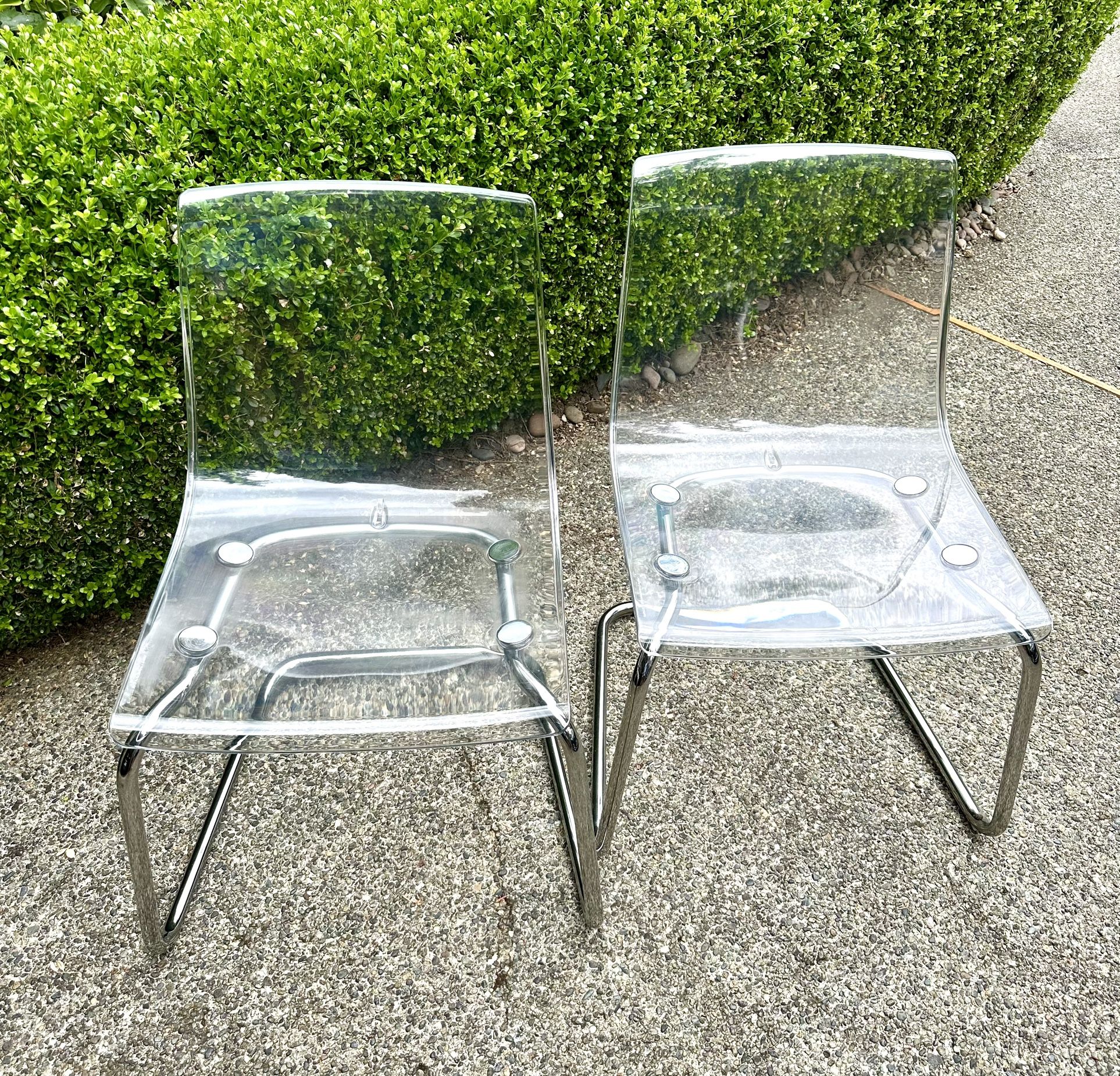 50% Off! Set Of 2 IKEA Clear Chrome Tobias Chairs