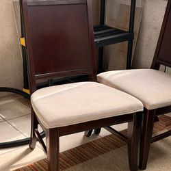 Modern Dark Wood Dining Chair with Cushioned Seat