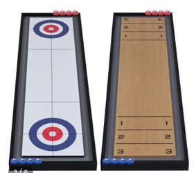 Shuffleboard and Curling 2 in 1 Board Game Portable 2-Sided Tabletop Shuffle Board Game