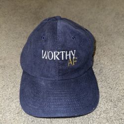 Blue Corduroy Cap with Embroidery