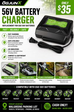 NEW OGJUNX 56V Battery Charger Replacement for EGO 56V Lithium-Ion Batteries