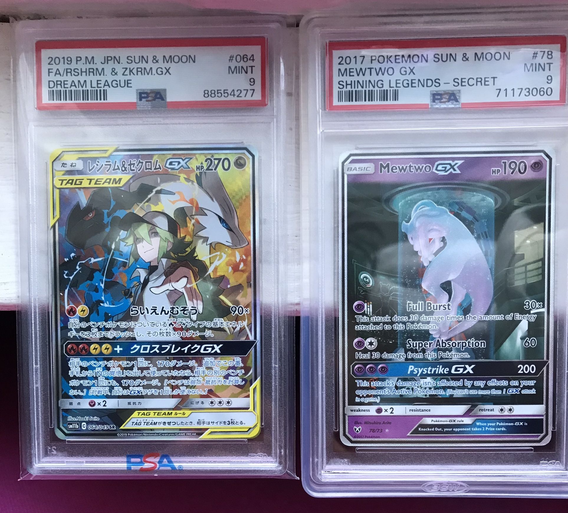 Pokémon Mewtwo Test tube Psa 9 And Reshiram/zekrum