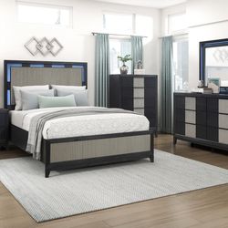 4 PC BEDROOM SET NEW IN BOX (MATTRESS AND CHEST SOLD SEPARATELY)