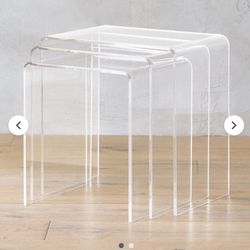 2 Sets - Price For Each Set - NESTED TABLES End Tables NIGHTSTANDS Set Of 3 Acrylic Nested Tables Sofa Tables Plants Stands 