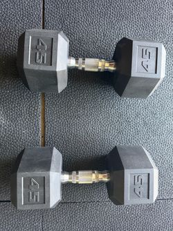 45 lb Rubber Hex Dumbbells — Pair (90 lbs Total)