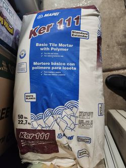 5 bags of tile mortar and 2 of deck mud