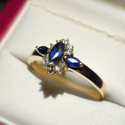 14K diamond and saphierre  ring