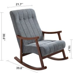 AVAWING Upholstered rocking chair with padded fabric seat.