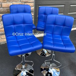 New 4 Blue Bar Stools 