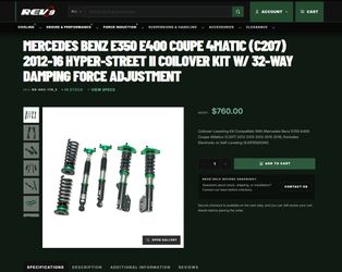 (Open Box) Rev9 R9-HS2-176_2 Hyper-Street II Damper Lowering Coilovers Kit Strut Shock Spring For Mercedes Benz E350 E400 Coupe 4Matic (C207) 2012-16