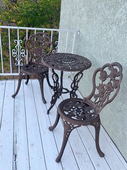 Cast Iron Bistro Table and Chair Set