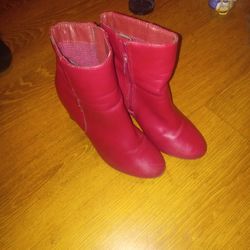Red Leather Booties