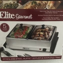New Elite Gourmet 5 Qt Buffet Server/Warming Tray 