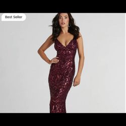 Title:SIZE: SMALL Ash Rose Bodycon Prom Dress with Sparkles - Worn Once, Like New 