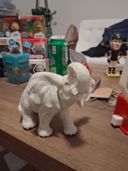 White Ceramic Elephant Figurine
