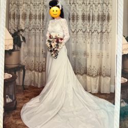 Wedding Dress With Veil Size 8 Or 10