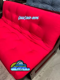 Sofá couch red convertible futon cama Colchon wooden