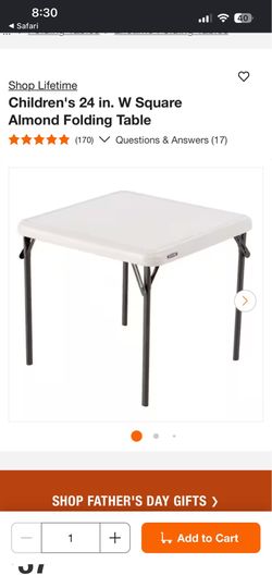 Children's 24 in. W Square Almond Folding Table