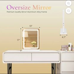 Gianna 13"x17" LED Vanity Mirror with Lights, Dimmable 3-Color Modes, Touch Screen Makeup Mirror for Dressing Table, White Square Design