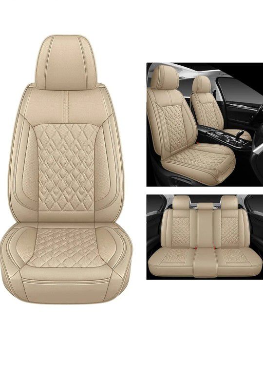 Pariitadin Leather Car Seat Covers Full Set, Waterproof Breathable Faux Leather Automotive Seat Covers for Cars