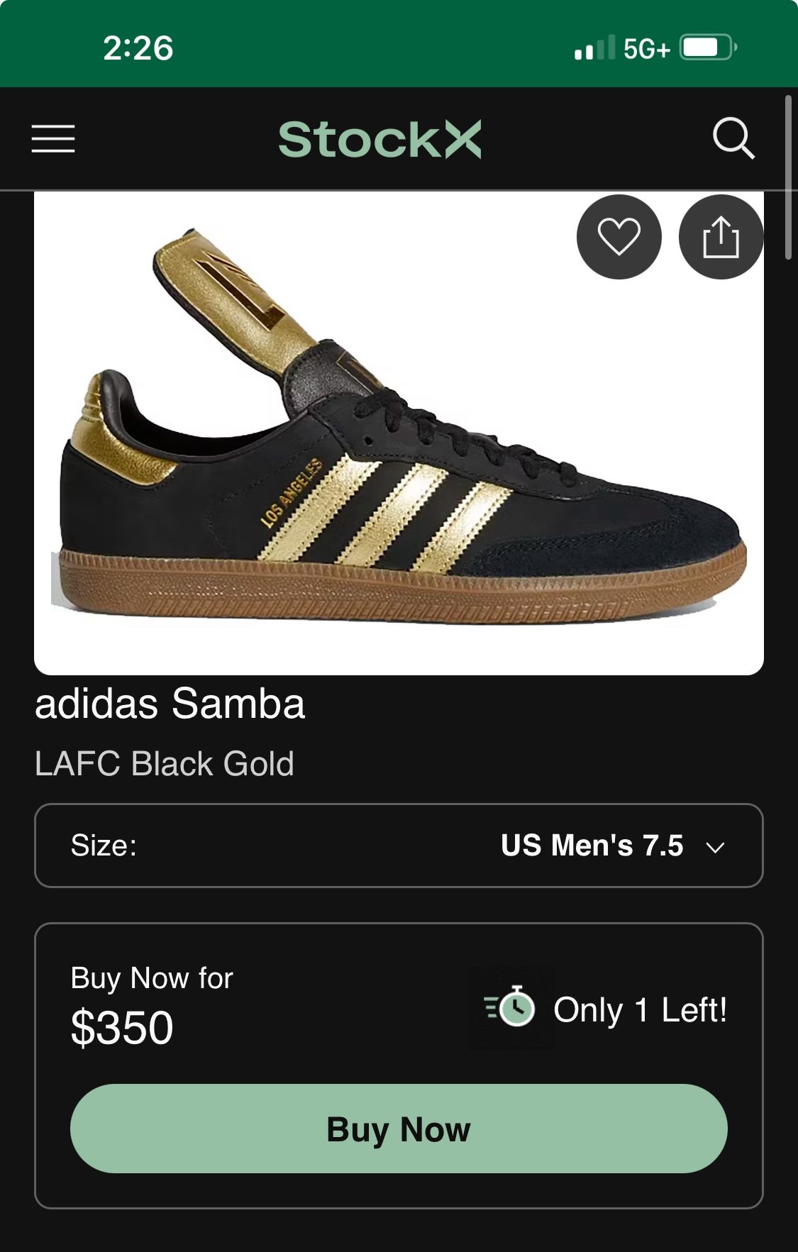 Adidas Samba LAFC BLACK GOLD