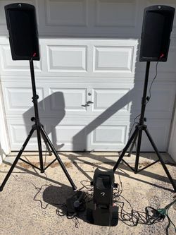 Complete Live Sound Setup - Fender Passport 150 Pro PA, Stands, & Shure Wireless Mic
