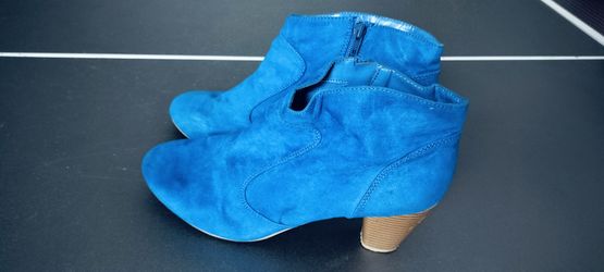 Blue Swede And Black Leather Size 10 Female Shoes