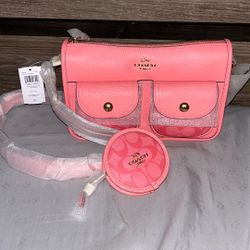 Pink Coach Purse With Strap