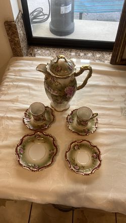 Limoges porcelain chocolate pot, cups and saucer