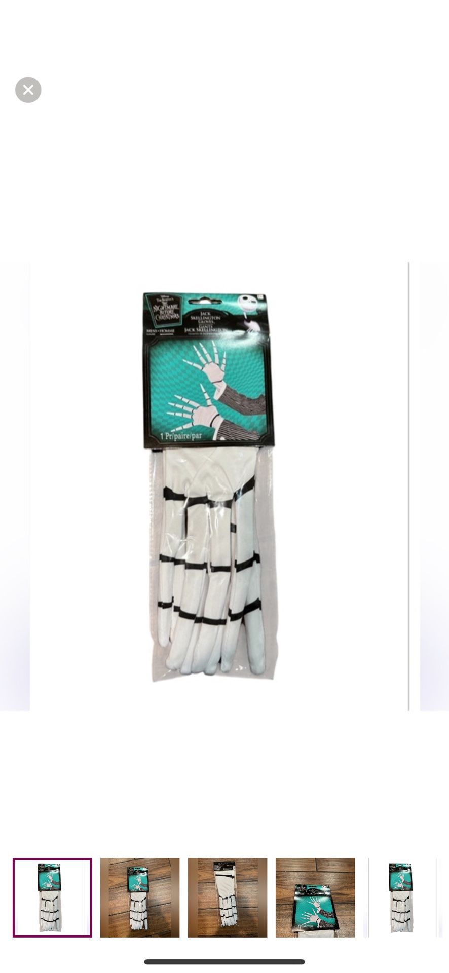 NIGHTMARE BEFORE CHRISTMAS Jack Skeleton Gloves -one size
