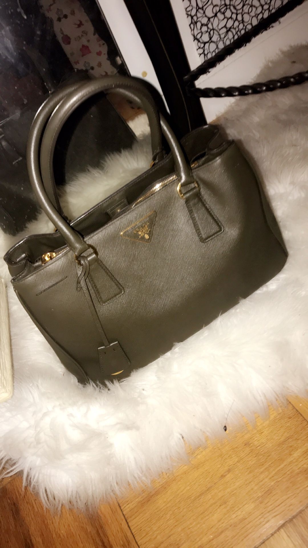 Prada Galleria mini textured-leather tote handbag