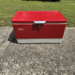 Vintage Coleman Cooler Red Metal 1970s