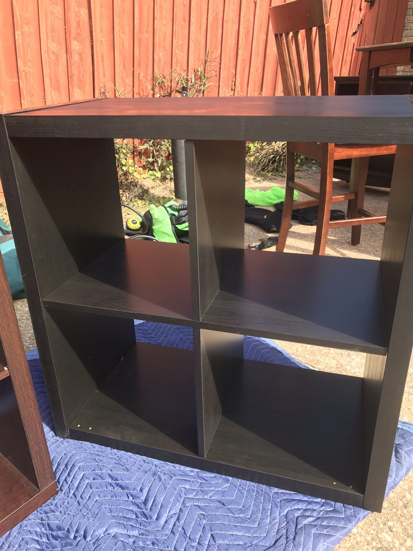 Black shelves. Great for all kinds of storage.