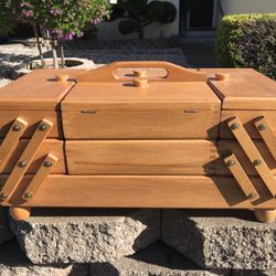 SEWING Wooden Accordion Storage Box Organizer Crafts Art Paint