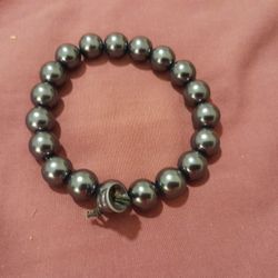 Silver Hematite Beaded Stretch Bracelet