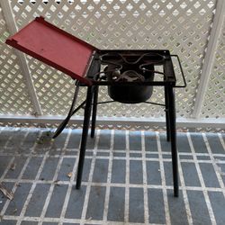 Portable Propane, Camping Stove With Side Table