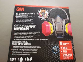 3M Organic Vapor/Acid Gases/P100 Pro Respirator With Quick Latch Medium New