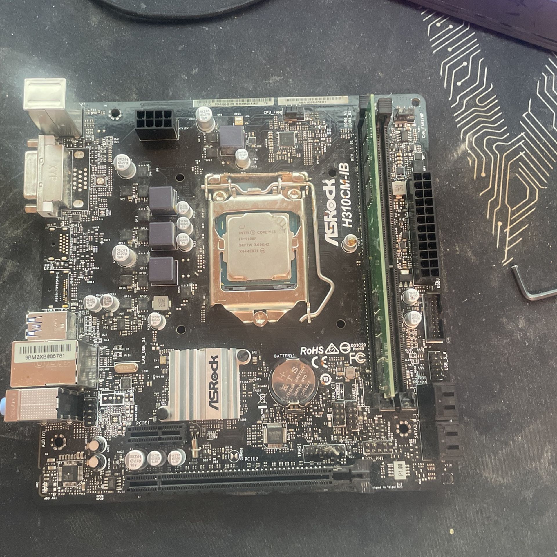 (VALUE PACK) ASRock H310CM-IB Motherboard, Intel Core i3-9100F 3.6GHZ, Included FREE Compatible Fan And RAM Stick