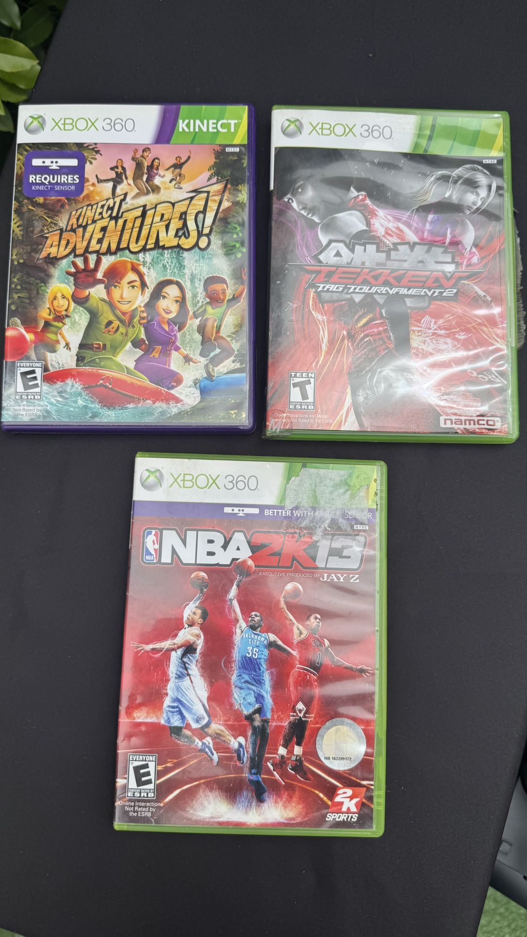 🎮 Xbox 360 Game Lot — Kinect Adventures, Tekken Tag Tournament 2, NBA 2K13 — Used