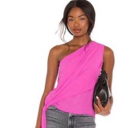 Krisa One Shoulder Tie Top in Rosa Size M