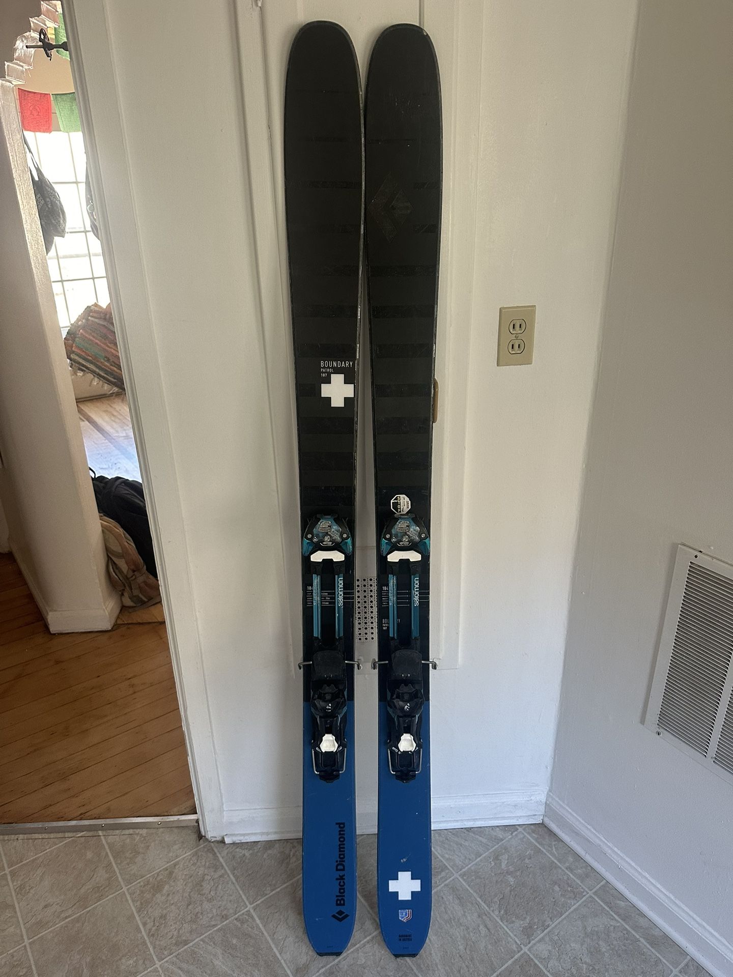 Black Diamond Boundary Patrol 107 184 Skis with Salomon Guardian 16 Touring bindings