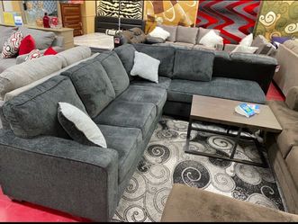 Dark Gray Fabric Sectional Sofa