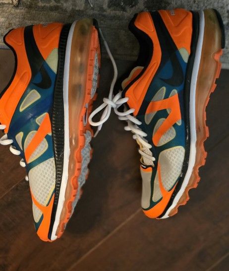 RARE🔥 Sz 10.5- Nike Air Max+ 2011+ White Black Total Orange Blue Men's Shoes
