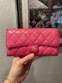 CHANEL Long Wallet Matelasse Barbie pink