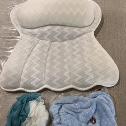 Bath Pillow With Shouer Cap And Bath Ball